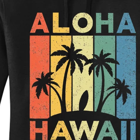 Aloha Hawaii Hawaiian Island Palm Beach Surfboard Surf Women's Pullover Hoodie