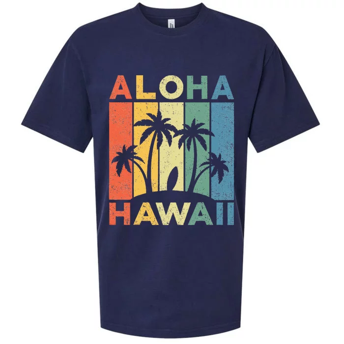 Aloha Hawaii Hawaiian Island Palm Beach Surfboard Surf Sueded Cloud Jersey T-Shirt