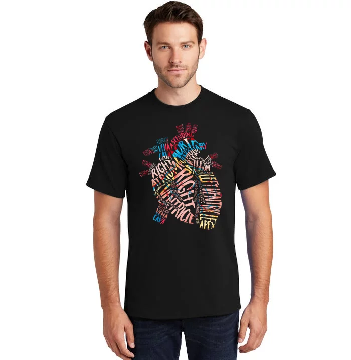 Anatomical Human Heart Cardiology Medical Cardiac Nurse Tall T-Shirt