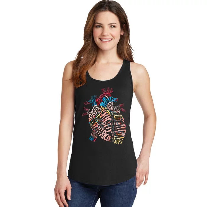 Anatomical Human Heart Cardiology Medical Cardiac Nurse Ladies Essential Tank