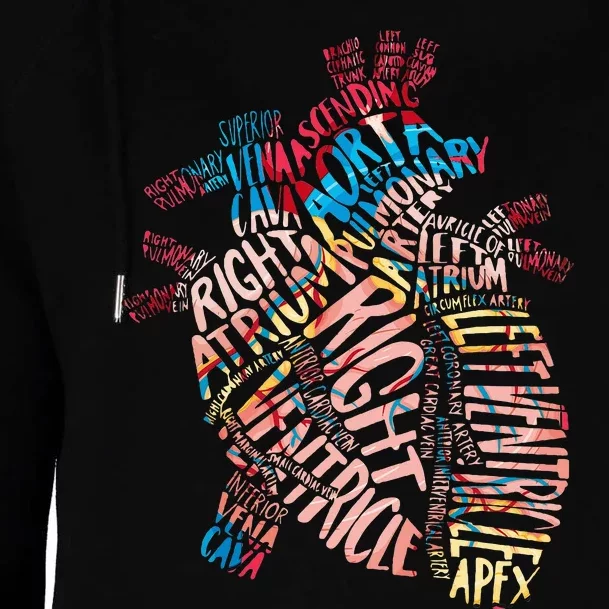 Anatomical Human Heart Cardiology Medical Cardiac Nurse Womens Funnel Neck Pullover Hood