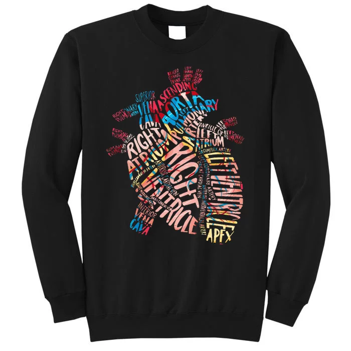 Anatomical Human Heart Cardiology Medical Cardiac Nurse Tall Sweatshirt