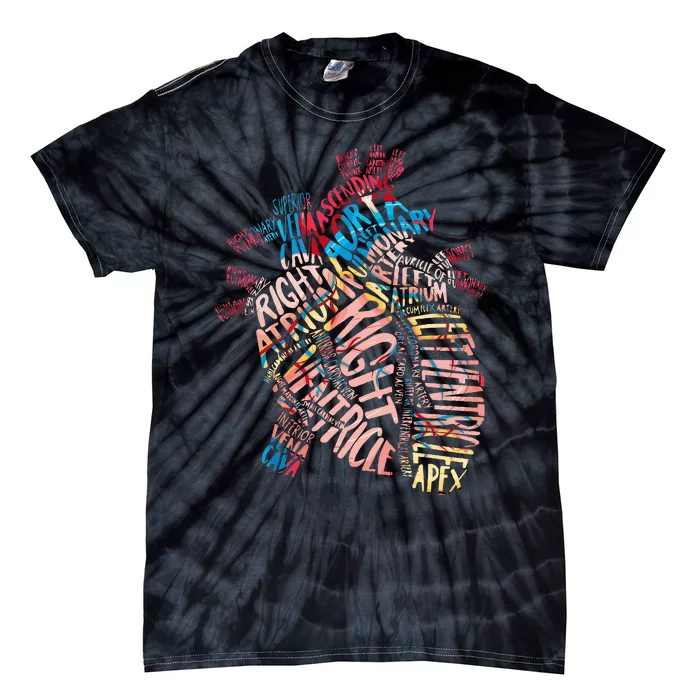 Anatomical Human Heart Cardiology Medical Cardiac Nurse Tie-Dye T-Shirt