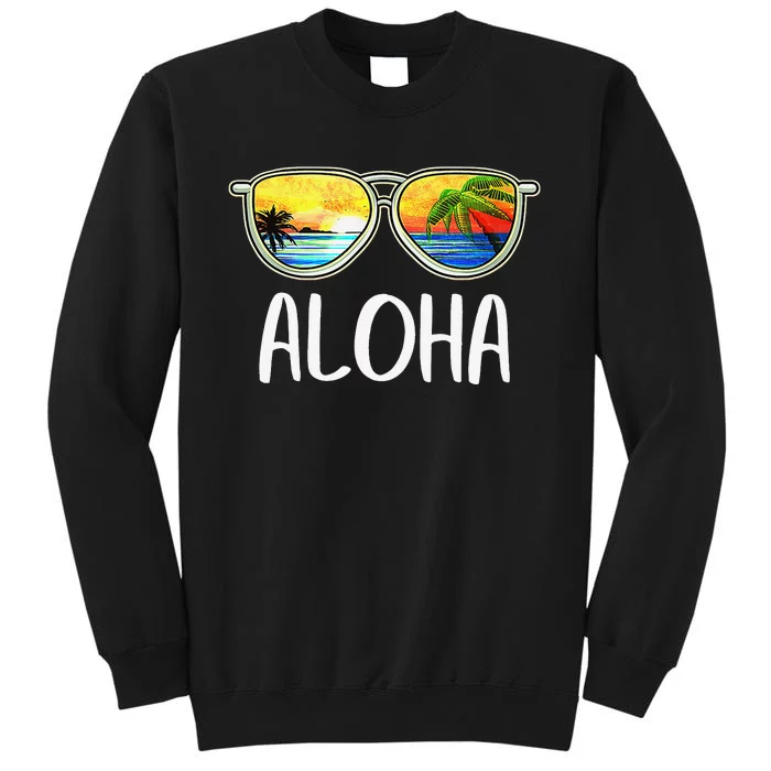 Aloha Hawaii Hawaiian Island Sunglasses Palm Trees Beach Tall Sweatshirt