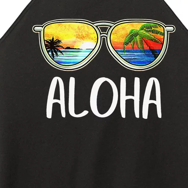 Aloha Hawaii Hawaiian Island Sunglasses Palm Trees Beach Women’s Perfect Tri Rocker Tank