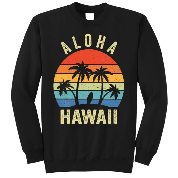 Aloha Hawaii Hawaiian Island Palm Beach Surfboard Surf Sweatshirt