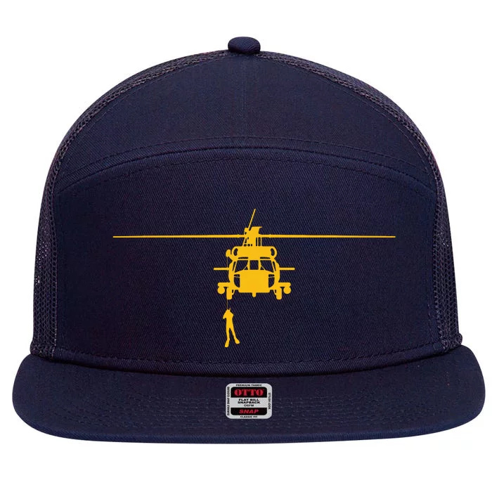 Awesome H60 Helicopter Search And Rescue SAR Design 7 Panel Mesh Trucker Snapback Hat