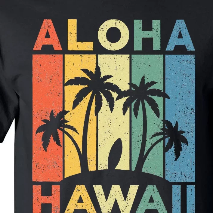 Aloha Hawaii Hawaiian Island Palm Beach Surfboard Surf Tall T-Shirt