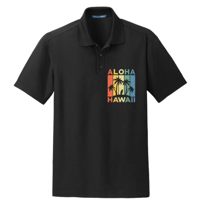 Aloha Hawaii Hawaiian Island Palm Beach Surfboard Surf Dry Zone Grid Performance Polo