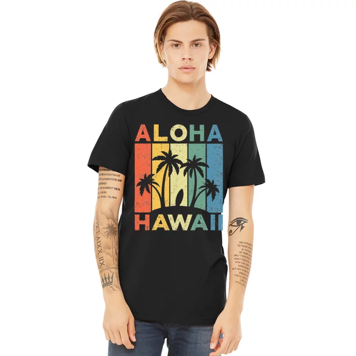 Aloha Hawaii Hawaiian Island Palm Beach Surfboard Surf Premium T-Shirt