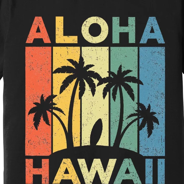 Aloha Hawaii Hawaiian Island Palm Beach Surfboard Surf Premium T-Shirt