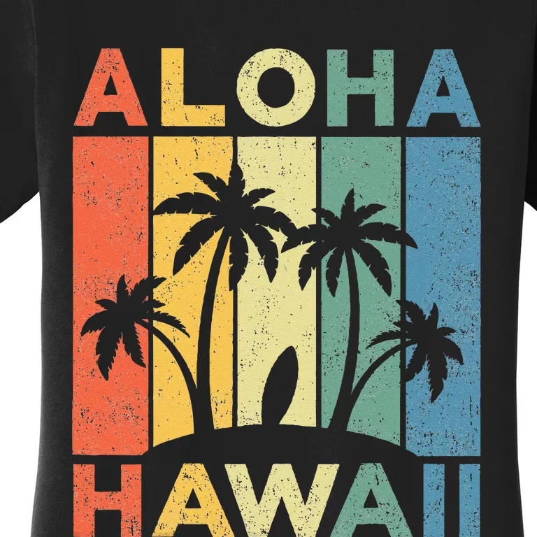 Aloha Hawaii Hawaiian Island Palm Beach Surfboard Surf Women's T-Shirt