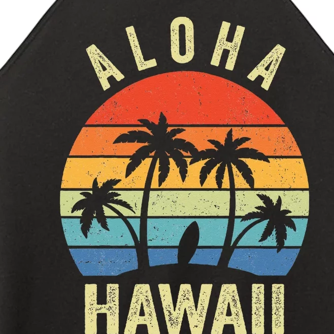 Aloha Hawaii Hawaiian Island Palm Beach Surfboard Surf Women’s Perfect Tri Rocker Tank