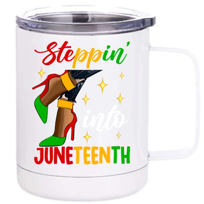 Afro High Heels Black Stepping Into Junenth Gift Front & Back 12oz Stainless Steel Tumbler Cup