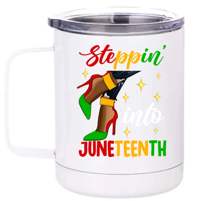 Afro High Heels Black Stepping Into Junenth Gift Front & Back 12oz Stainless Steel Tumbler Cup