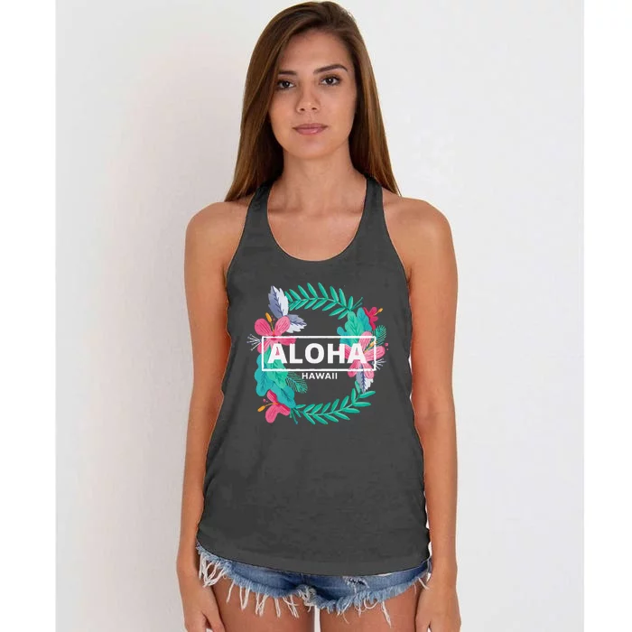 Aloha Hawaii Hibiscus Flowers Women's Knotted Racerback Tank