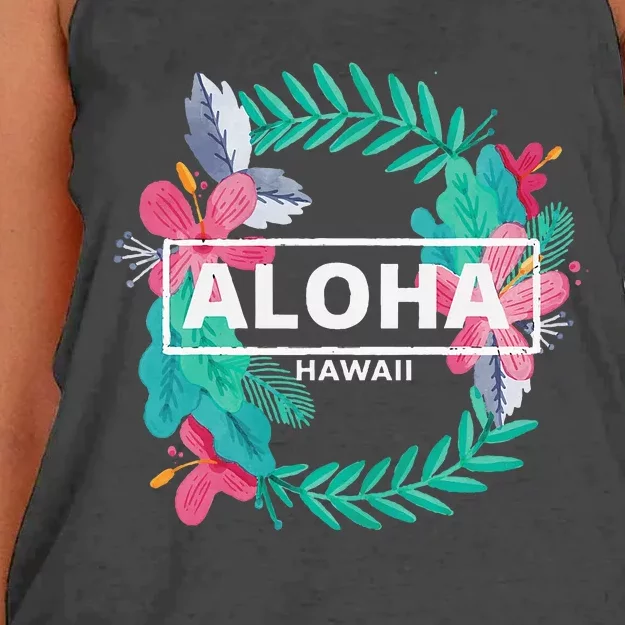 Aloha Hawaii Hibiscus Flowers Women's Knotted Racerback Tank