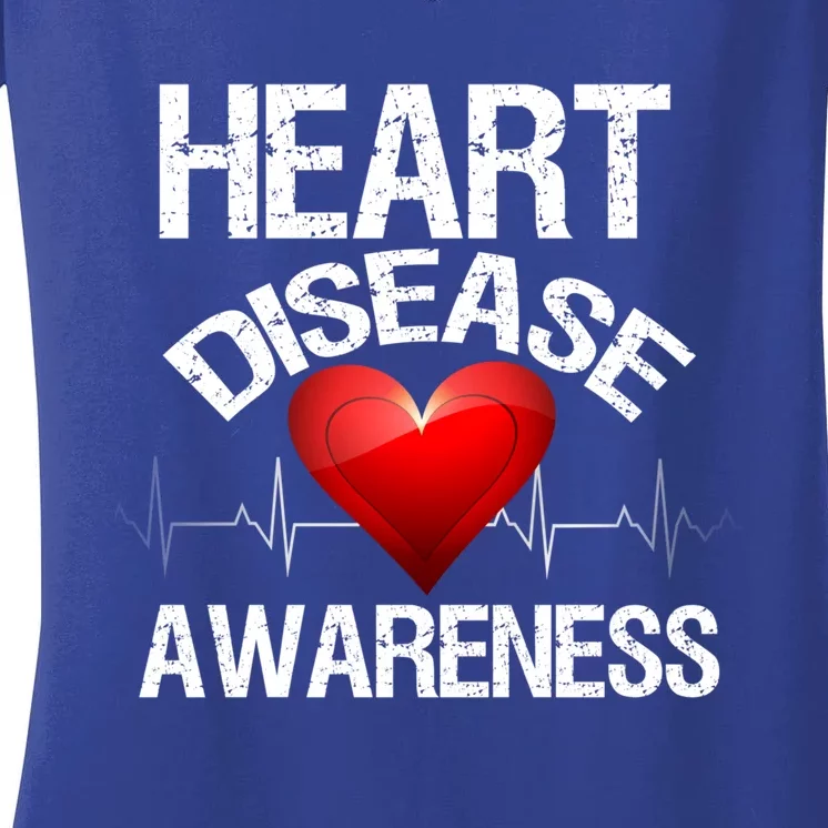 American Heart Health Month Gift Heart Disease Awareness Funny Gift Women's V-Neck T-Shirt