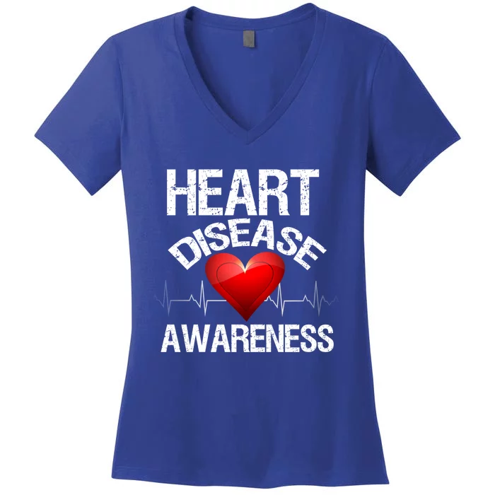 American Heart Health Month Gift Heart Disease Awareness Funny Gift Women's V-Neck T-Shirt