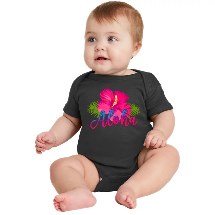 Aloha Hawaiian Hibiscus Flower Hawaii Vacation Baby Bodysuit