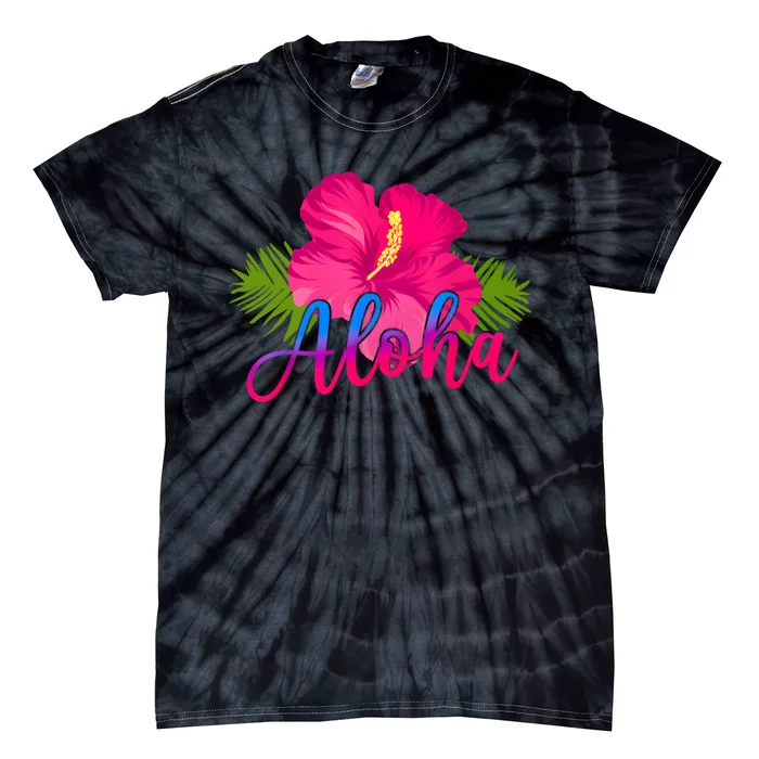 Aloha Hawaiian Hibiscus Flower Hawaii Vacation Tie-Dye T-Shirt