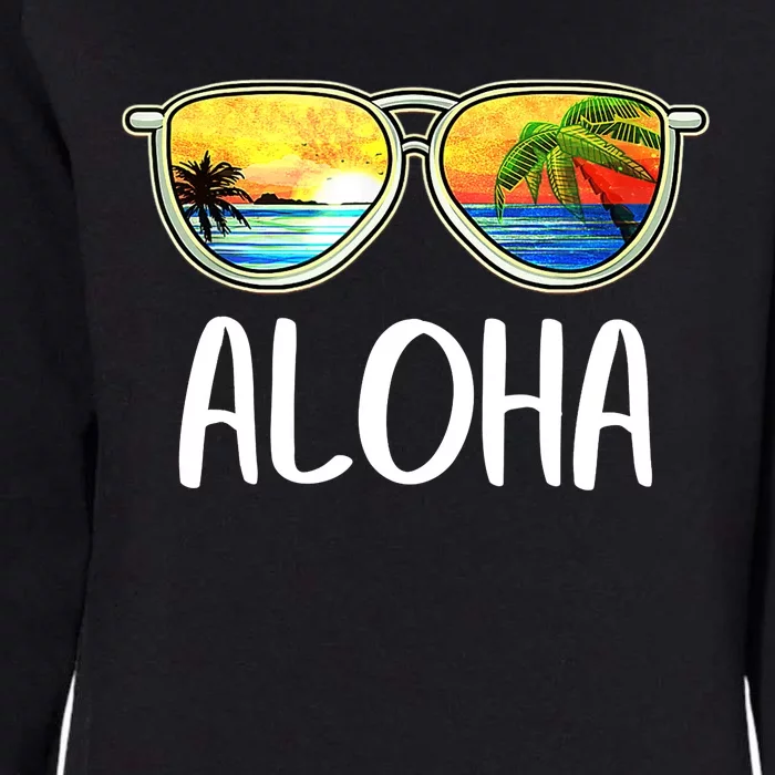 Aloha Hawaii Hawaiian Island Sunglasses Palm Trees Beach Womens California Wash Sweatshirt