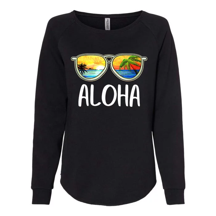 Aloha Hawaii Hawaiian Island Sunglasses Palm Trees Beach Womens California Wash Sweatshirt