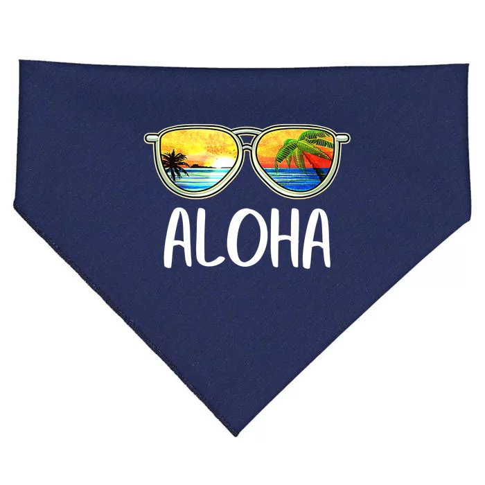 Aloha Hawaii Hawaiian Island Sunglasses Palm Trees Beach USA-Made Doggie Bandana