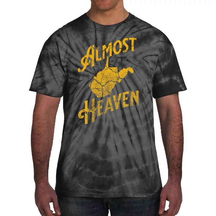 Almost Heaven Home West Virginia Map 304 Wv Vintage Tie-Dye T-Shirt