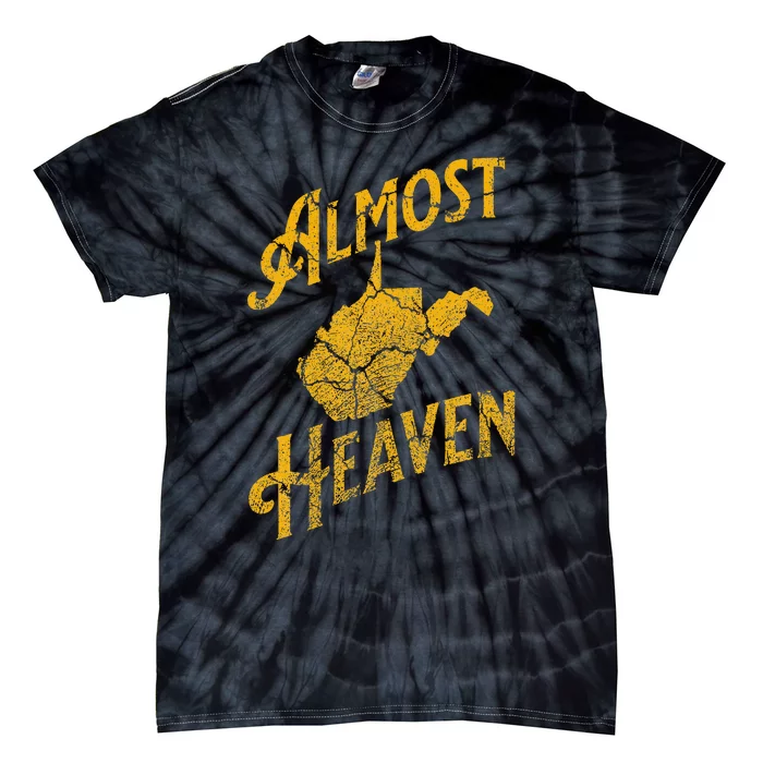 Almost Heaven Home West Virginia Map 304 Wv Vintage Tie-Dye T-Shirt