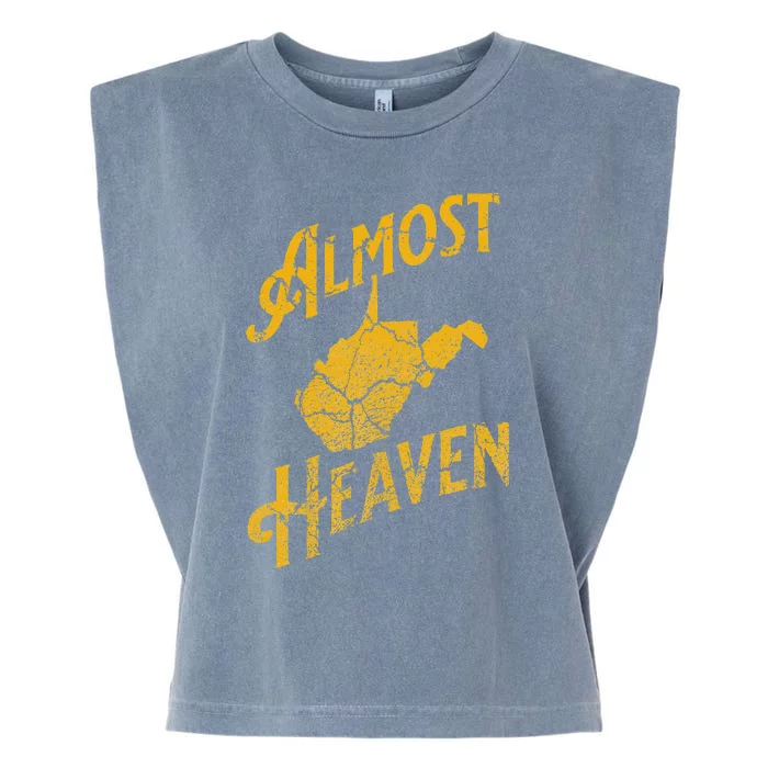 Almost Heaven Home West Virginia Map 304 WV Vintage Garment-Dyed Women's Muscle Tee