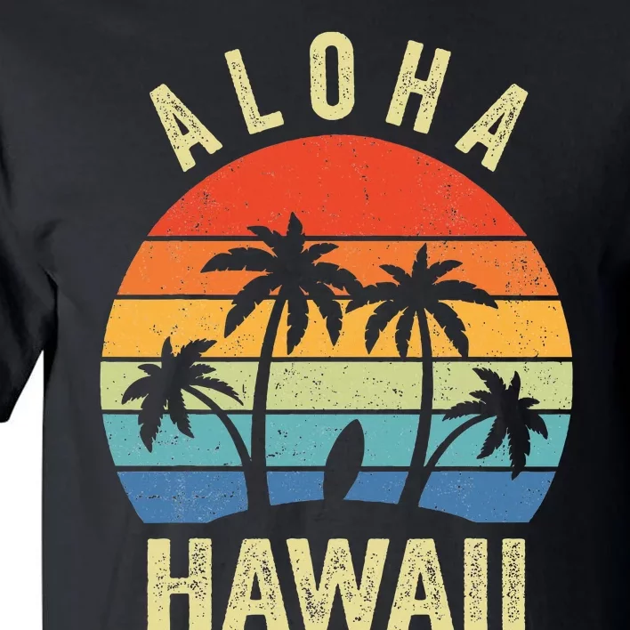 Aloha Hawaii Hawaiian Island Palm Beach Surfboard Surf Tall T-Shirt