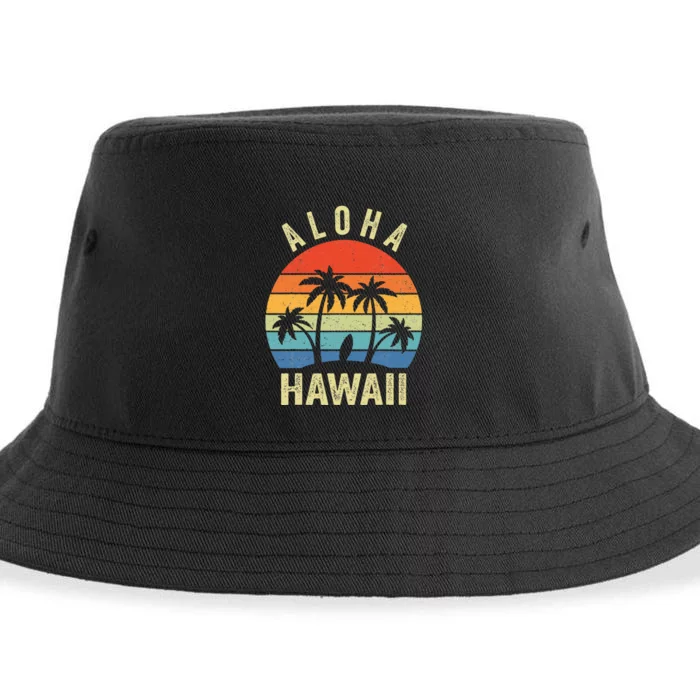 Aloha Hawaii Hawaiian Island Palm Beach Surfboard Surf Sustainable Bucket Hat