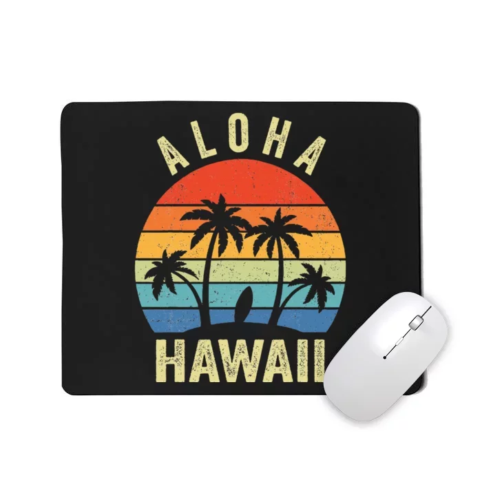 Aloha Hawaii Hawaiian Island Palm Beach Surfboard Surf Mousepad