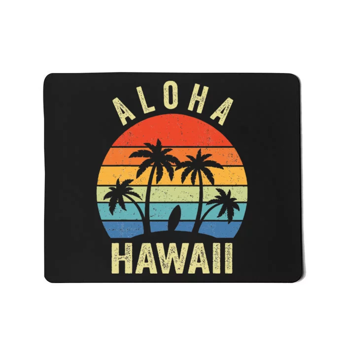 Aloha Hawaii Hawaiian Island Palm Beach Surfboard Surf Mousepad