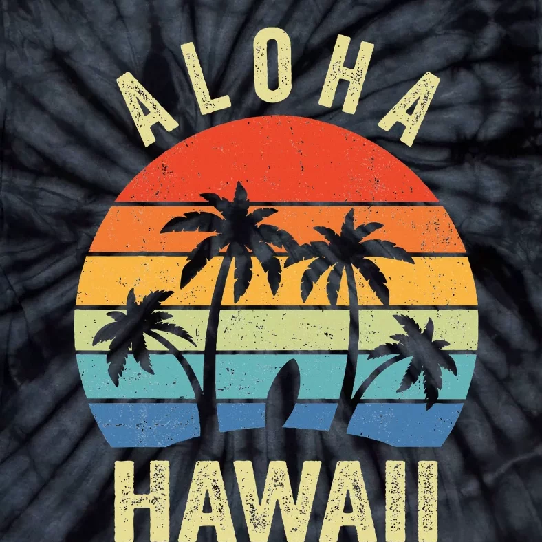 Aloha Hawaii Hawaiian Island Palm Beach Surfboard Surf Tie-Dye T-Shirt