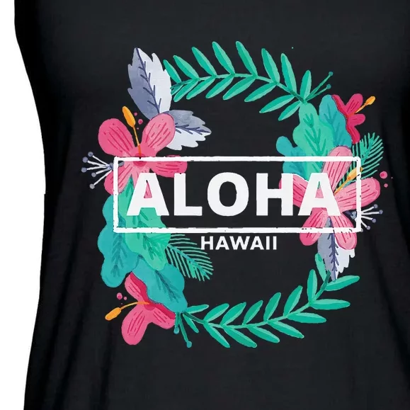 Aloha Hawaii Hibiscus Flowers Aesthetic Ladies Essential Flowy Tank