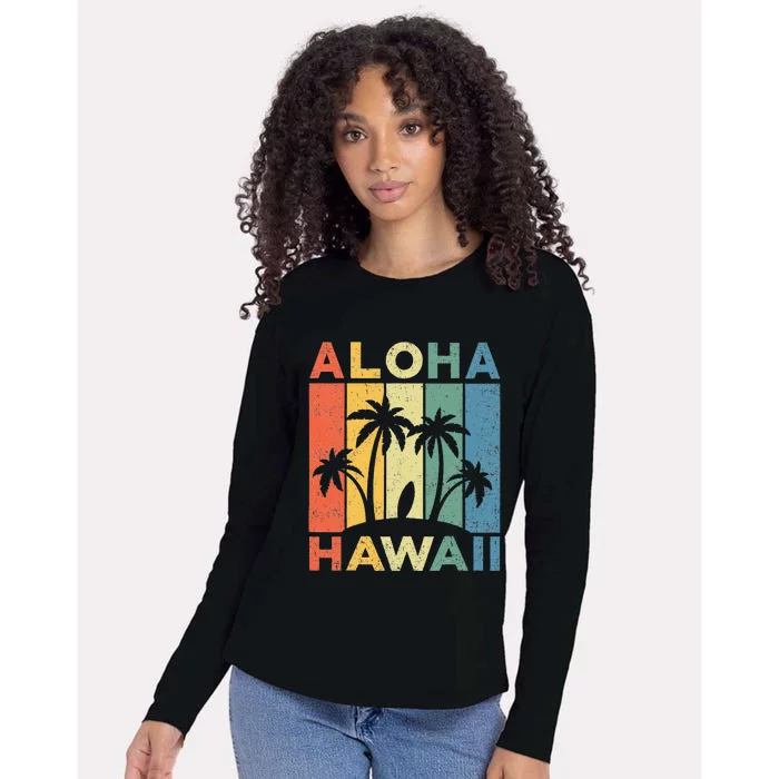 Aloha Hawaii Hawaiian Island Palm Beach Surfboard Surf Womens Cotton Relaxed Long Sleeve T-Shirt