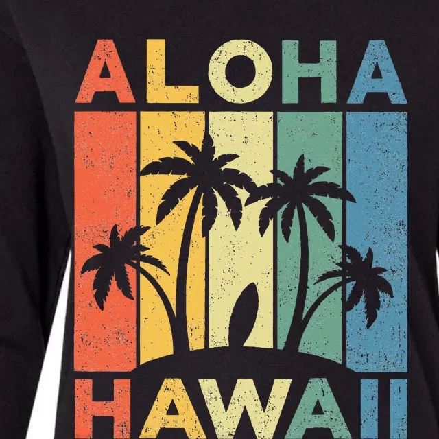 Aloha Hawaii Hawaiian Island Palm Beach Surfboard Surf Womens Cotton Relaxed Long Sleeve T-Shirt