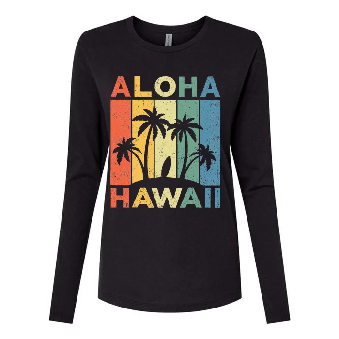 Aloha Hawaii Hawaiian Island Palm Beach Surfboard Surf Womens Cotton Relaxed Long Sleeve T-Shirt