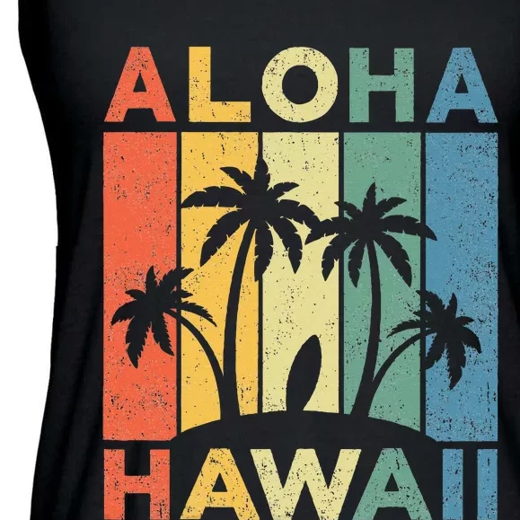 Aloha Hawaii Hawaiian Island Palm Beach Surfboard Surf Ladies Essential Flowy Tank