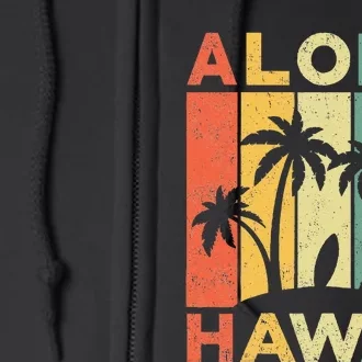 Aloha Hawaii Hawaiian Island Palm Beach Surfboard Surf Full Zip Hoodie