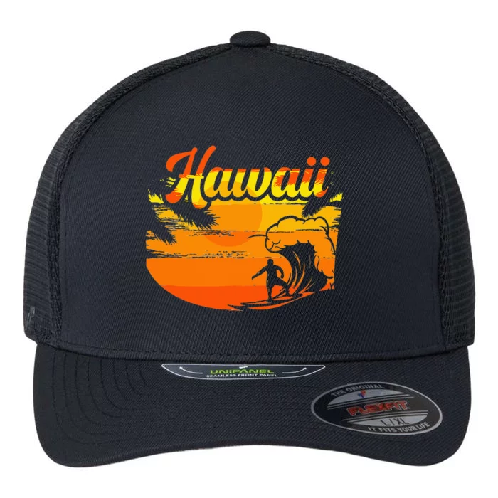 Aloha Hawaii Hawaiian Island Palm Beach Surfboard Flexfit Unipanel Trucker Cap