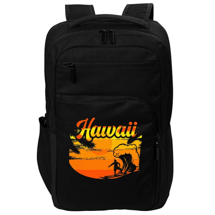 Aloha Hawaii Hawaiian Island Palm Beach Surfboard Impact Tech Backpack