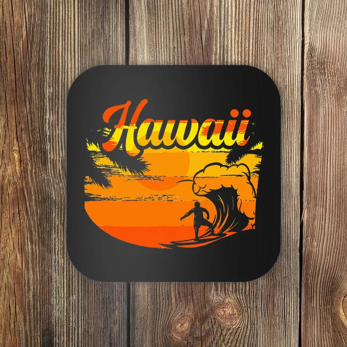 Aloha Hawaii Hawaiian Island Palm Beach Surfboard Coaster