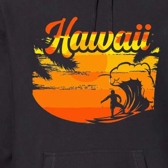 Aloha Hawaii Hawaiian Island Palm Beach Surfboard Premium Hoodie