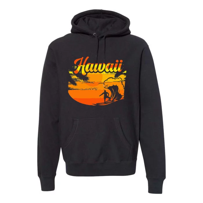 Aloha Hawaii Hawaiian Island Palm Beach Surfboard Premium Hoodie