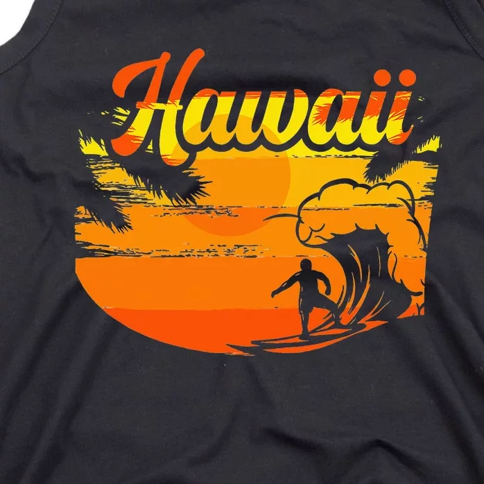 Aloha Hawaii Hawaiian Island Palm Beach Surfboard Tank Top