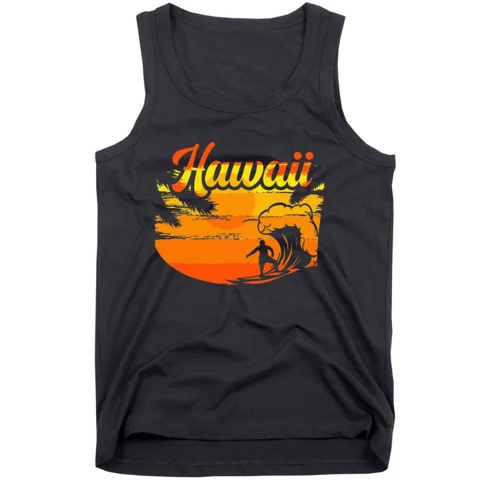 Aloha Hawaii Hawaiian Island Palm Beach Surfboard Tank Top