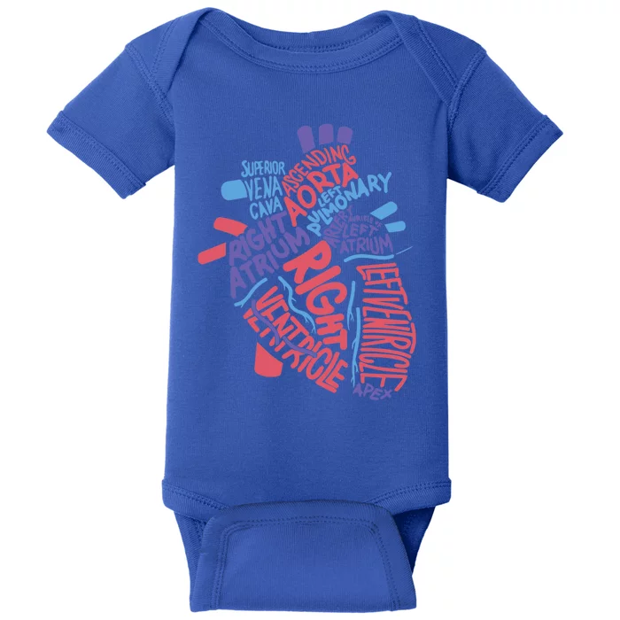 Anatomical Hu Heart Cardiology Medical Cardiac Nurse Cool Gift Baby Bodysuit